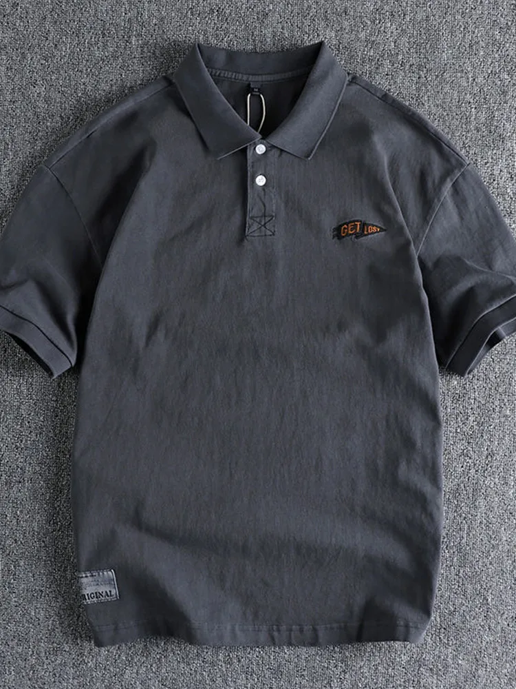 Summer New Fashion Trend American Retro POLO Cedar Men's Casual Loose Cotton Street Sports High-Quality Short-Sleeved T-shirt