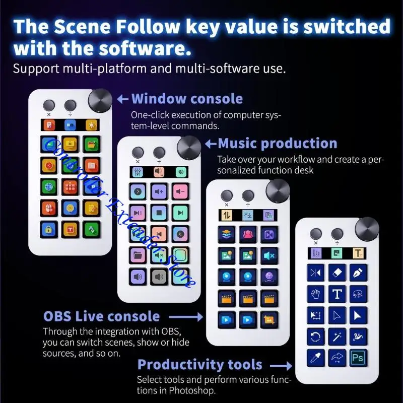 

N84B StreamDeck Visual 15Keys Mini Keyboards Lcd Button Living Controller Button for Win Desktop Controller Customs