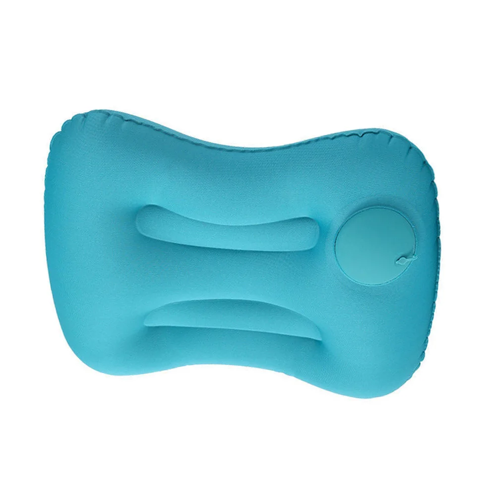 Travesseiro inflável portátil leve viagem travesseiro inflável design ergonômico para acampamento ao ar livre resto pescoço apoio volta