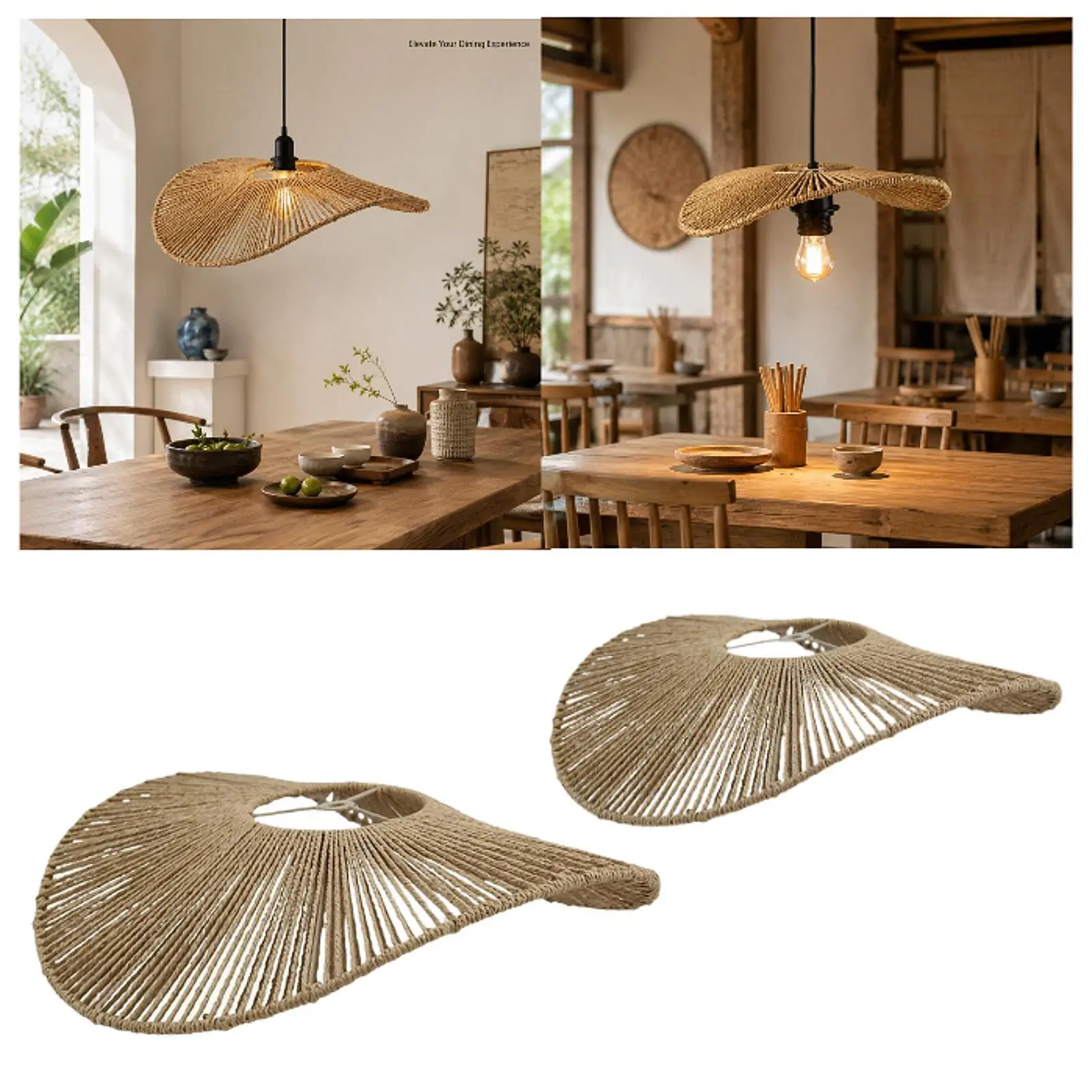 Woven Lamp Shade Light Shade Decoration Pendant Light Cover Chinese Woven Lampshade for Kitchen Island Restaurant House Home