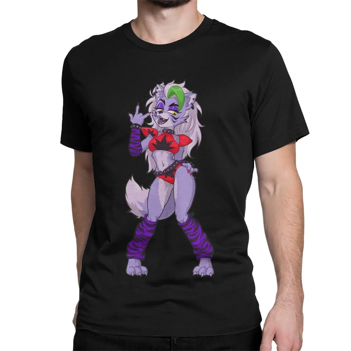 Men Women's FNAF Roxanne Wolf Game T Shirt Pure Cotton Tops Funny Short Sleeve Round Neck Tee Shirt Gift Idea T-Shirts