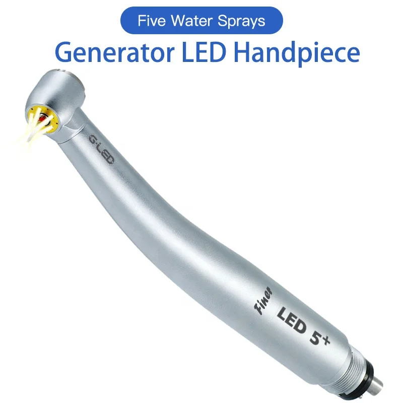 5 LED bulbs air turbine LED generator den tal handpiece with five water den tal high speed handpiece