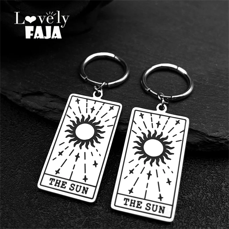 

Vintage Tarot Card Divination The Sun Hoop Earrings For Women Stainless Steel Silver Geometric Sun Shine Earrings Amulet Jewelry