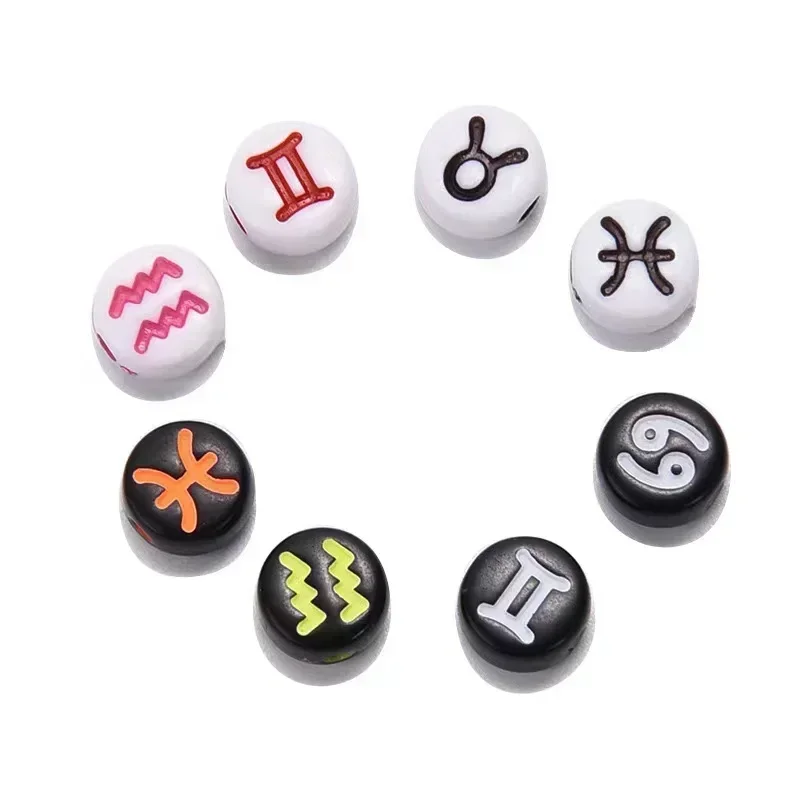 100-500 قطعة الاكريليك زودياك حبة ملونة مختلطة فضفاض فاصل كوكبة حبة لصنع المجوهرات سوار ذاتي الصنع قلادة الإكسسوار #6