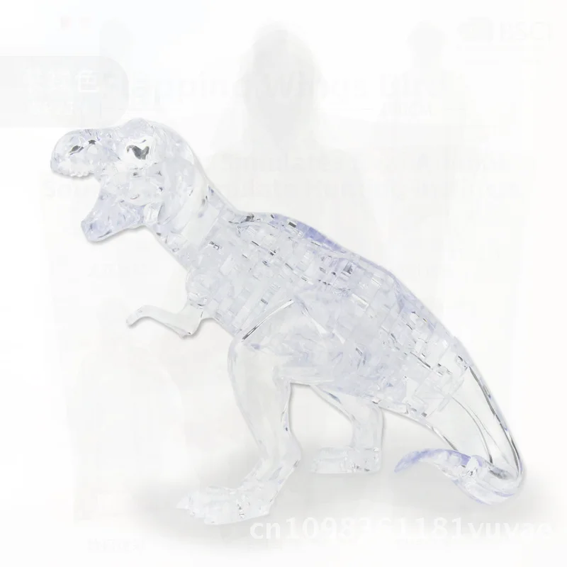 Blocos de construção de cristal de dinossauro transparente 3D DIY brinquedos educativos para adolescentes PS material caixa colorida embalagem