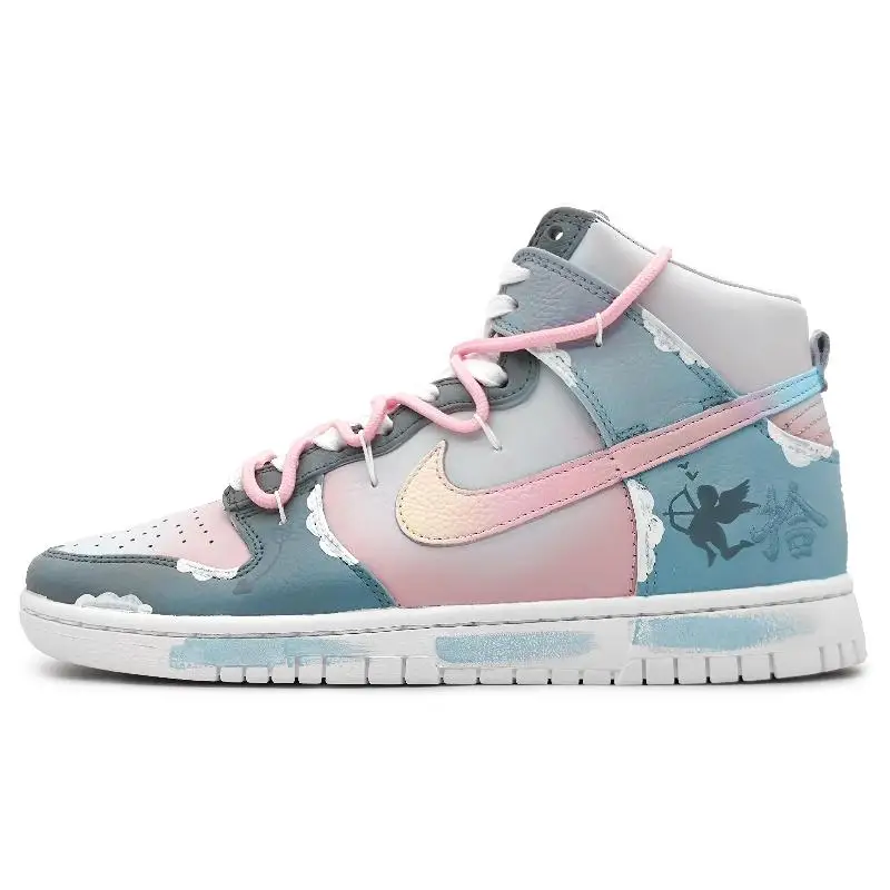 【Customize】Nike Dunk High Skateboarding Shoes Unisex High-top Pink Sneakers shoes DO2321-111