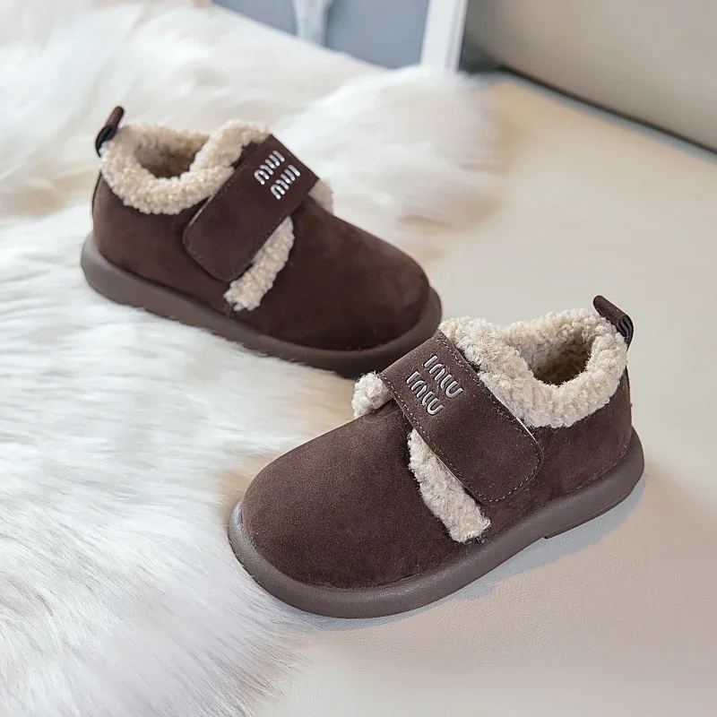 Faux Fur Winter Shoes For Children Thick Warm Cotton Boot Anti-slippery Plush Warm Snow Boots For Kids Casual Winter Shoe