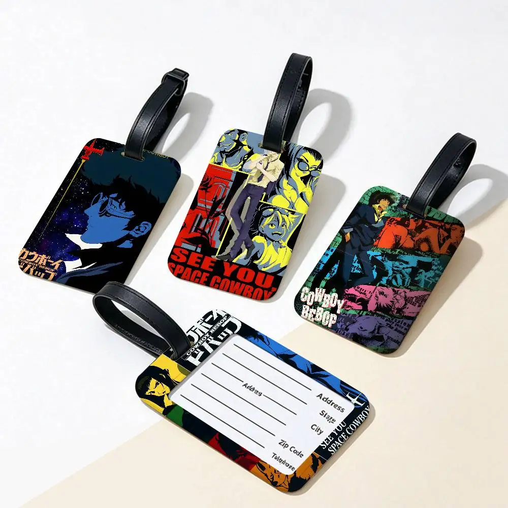 C-Cowboy Bebop Anime Waterproof PVC Baggage Tag With Info Card Anti lost Identification Tag For Luggage School Backpack