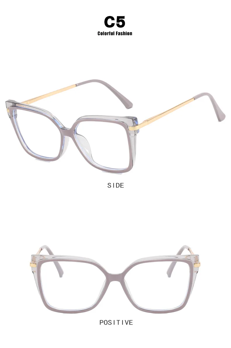 Modische Quadratische Cat-Eye-Brillenfassung aus TR90, 2025 Neue Mehrfarbige Option, Flachspiegel, Damen-Trendmodell, Einfache Blumenbrille – Detail 10