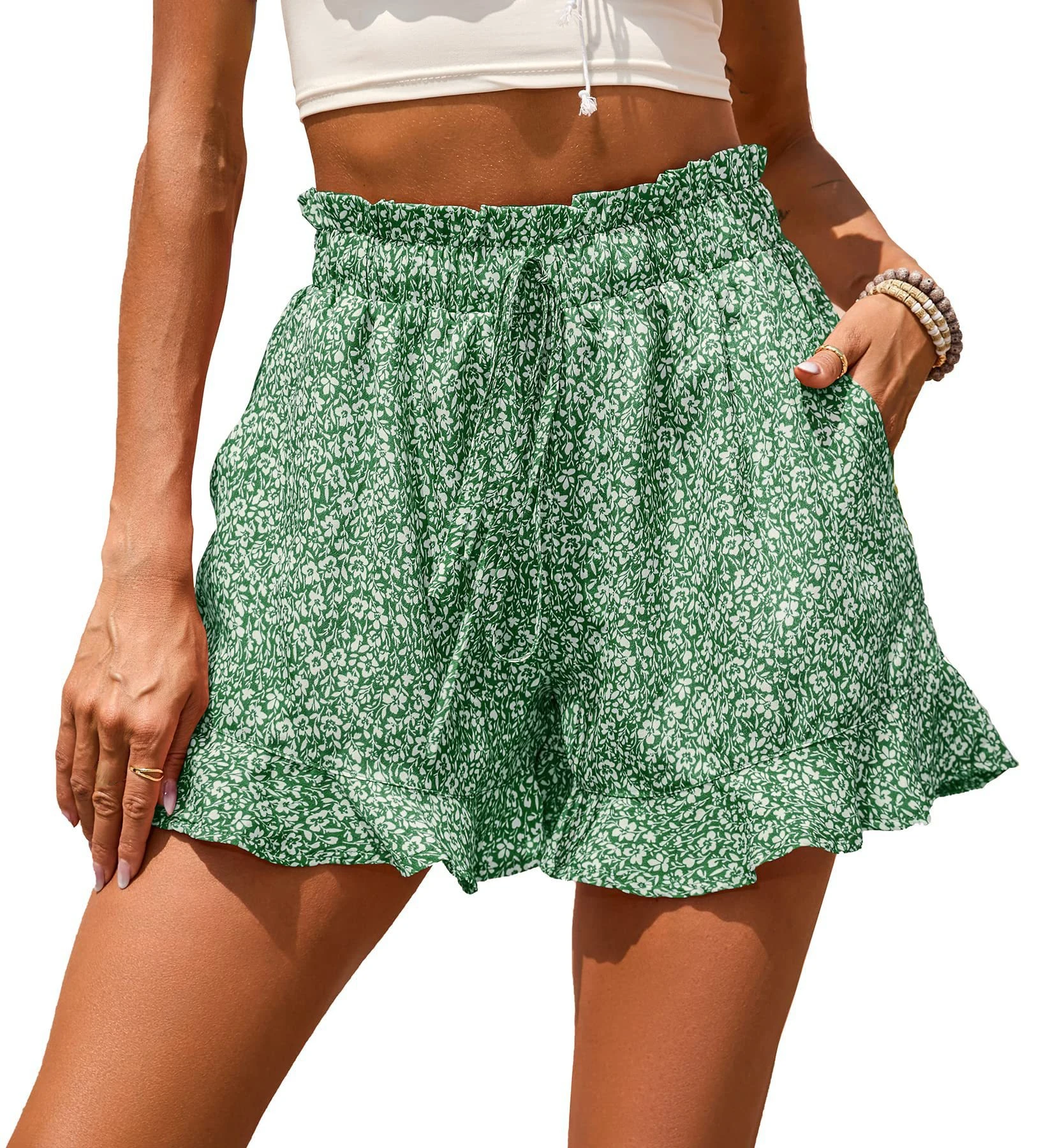 Summer Women Shorts Stretchy Floral Printing Girls Shorts Pants Outdoor Casual Female Shorts Pants