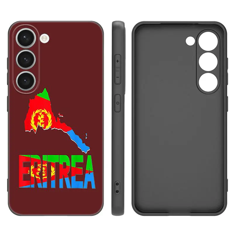 Eritrea Flag Black Silicone Phone Case For Samsung Galaxy S23 S21 S20 FE S24 S22 Ultra S10E S10 S9 S8 Plus