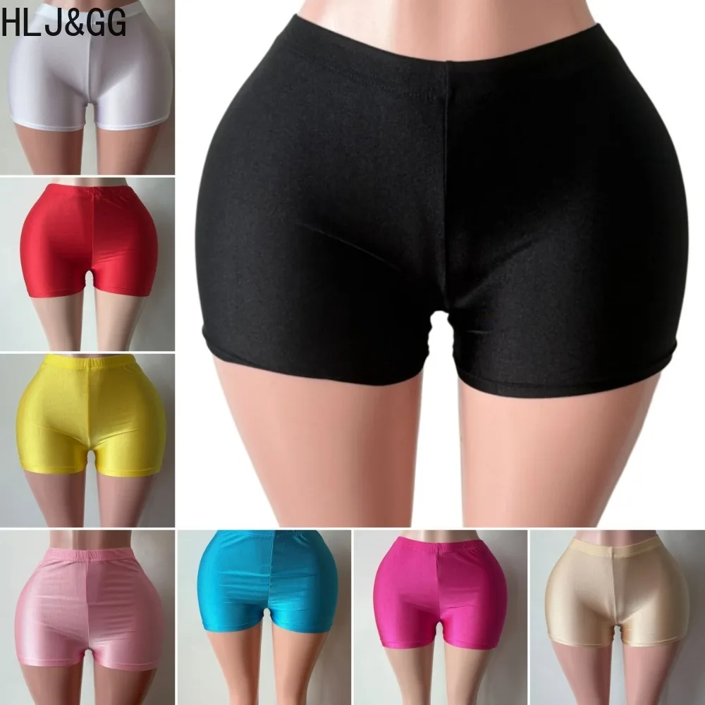 HLJ&GG Summer New Candy Color Stretchy Shorts Women High Waisted Skinny Shorts Trend Fashion Female Solid Bottoms Clothing 2026