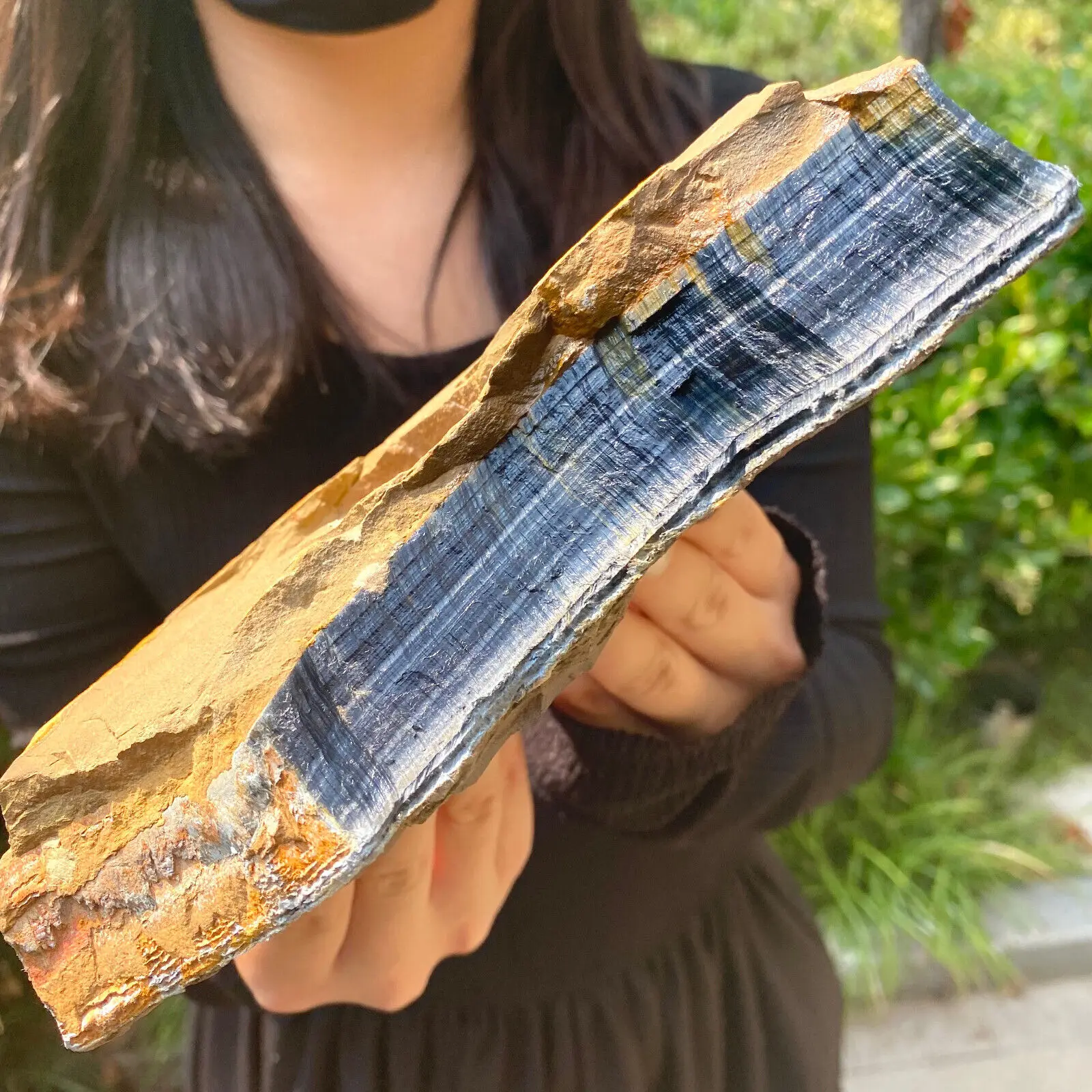 Natural Blue tiger's Eye rough raw stone rock specimrn madagescar, Reiki Healing Degaussing Ornaments