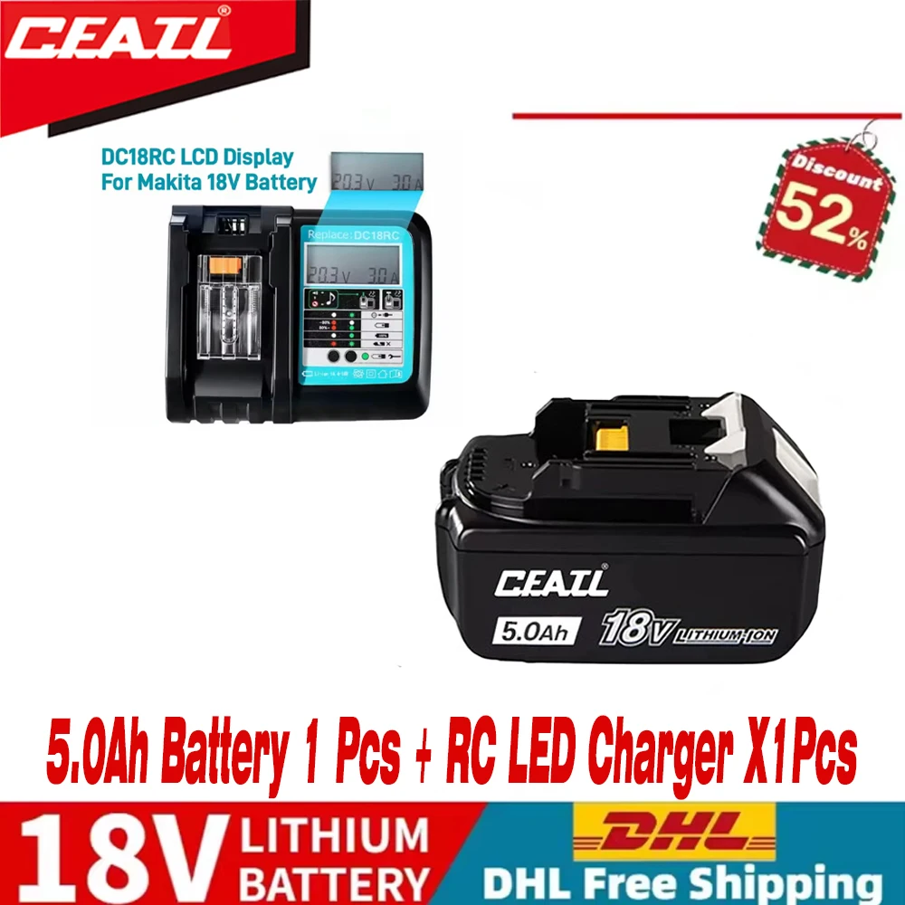 

DTW300 for Makita Original 18V 6Ah 5Ah Li-Ion Rechargeable Battery 18v drill Replacement Batteries BL1830 BL1840 BL1850 BL1860B