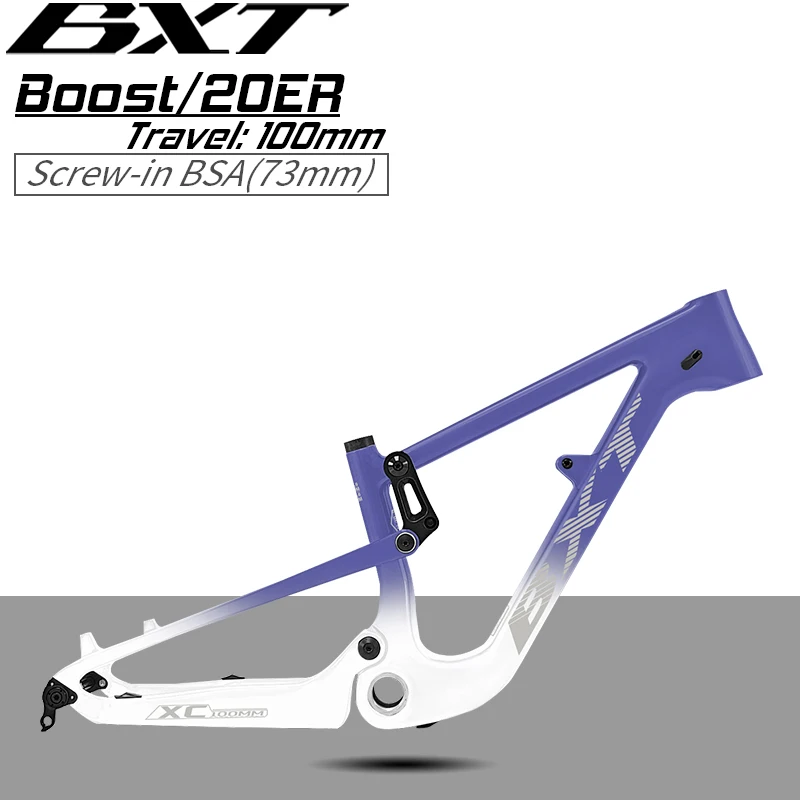 

BXT 20ER Carbon Fibre MTB Full Suspension Frame Disc Brake Mountain Frameset Fit for Tire 20er,Max 2.4Tire