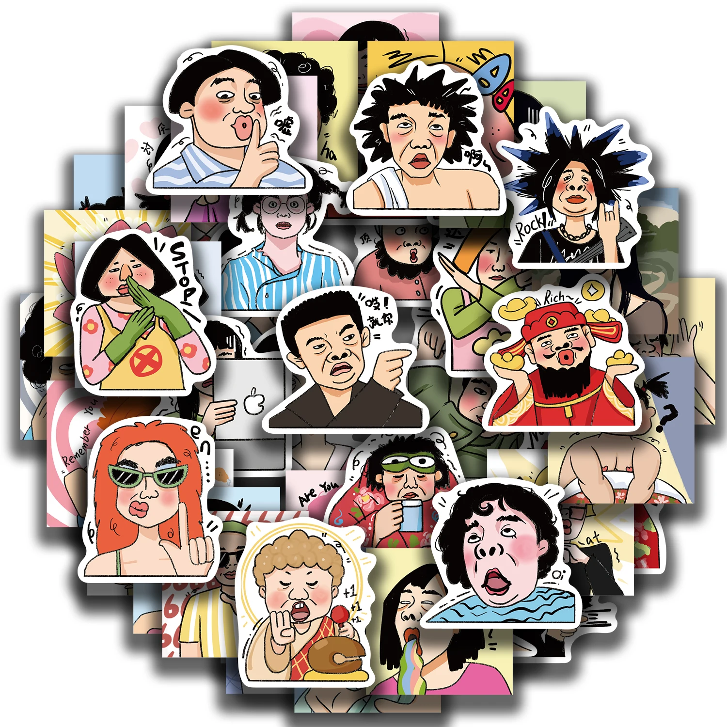 

50pcs Ugly Character Figure Sticker Diy Computer Stickers for Water Bottles Laptop Refrigerator Waterproof Decals Toys