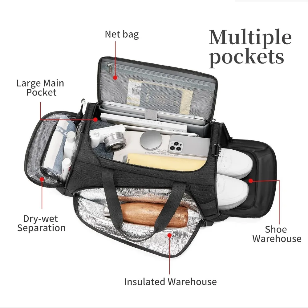 กระเป๋าเดินทางแบบดัฟเฟิลกันน้ำขนาด 40 ลิตรสำหรับผู้ชาย พร้อมช่องใส่รองเท้า เหมาะสำหรับการเดินทาง ฟิตเนส และกิจกรรมกลางแจ้ง