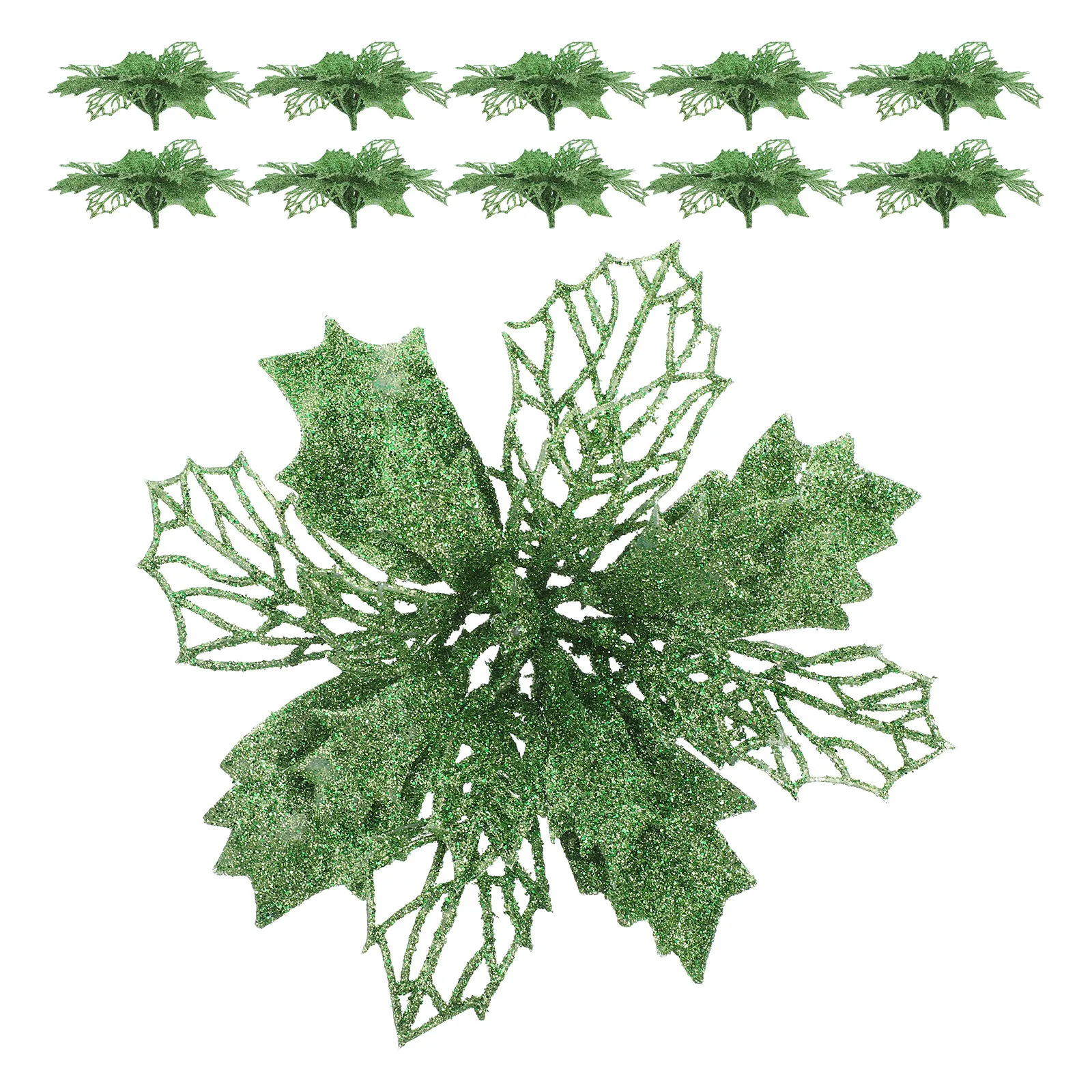

1Set Christmas Tree Garland Glitter Poinsettia Flowers Clip-on Fake Flowers Christmas Ornament Decoration Holiday Pendant