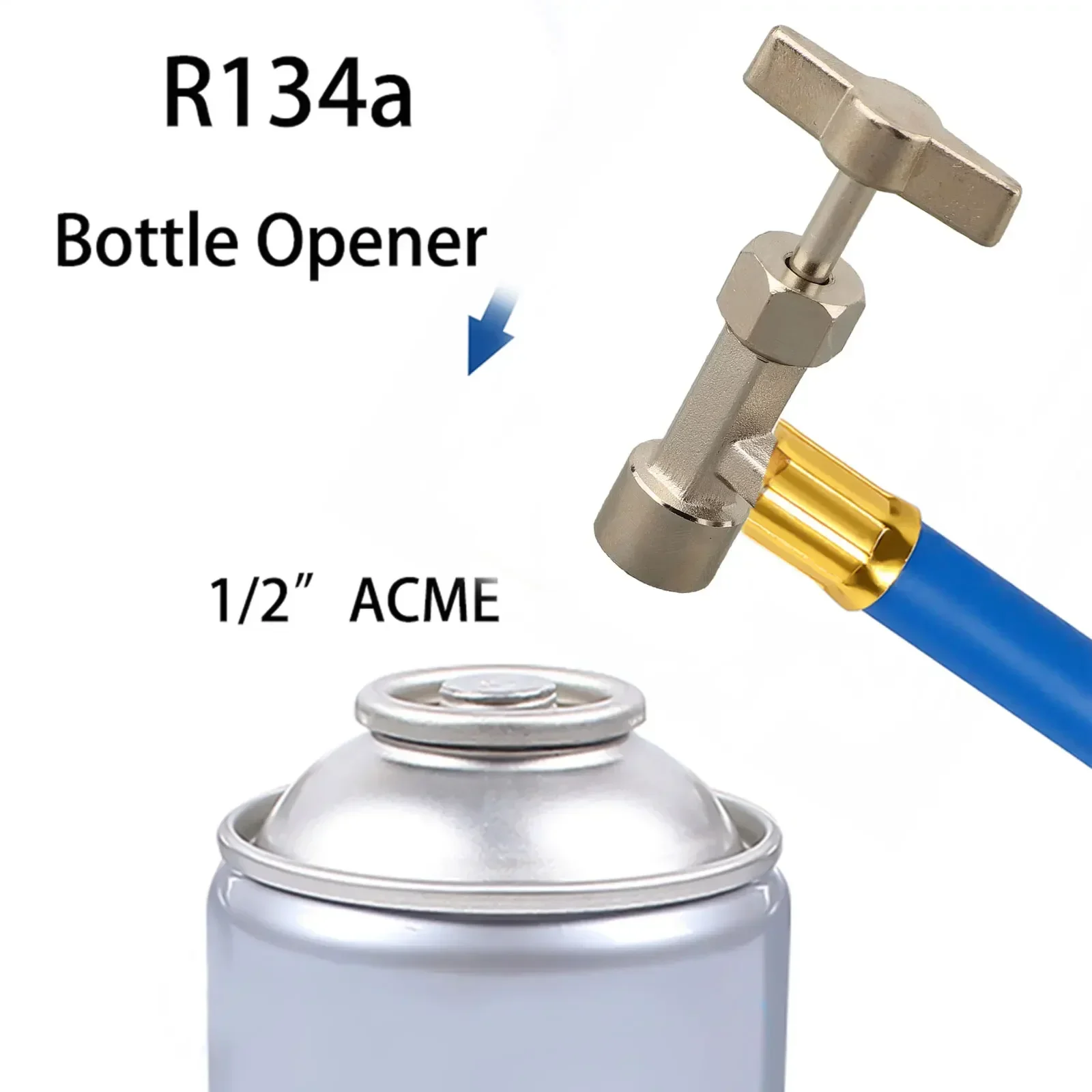 1pc R134A Bottle Opener Adapter Faucet Home Improvement Refrigeration Opening Valve Brass 1/2ACME 1/4 SAE Adapter Tool