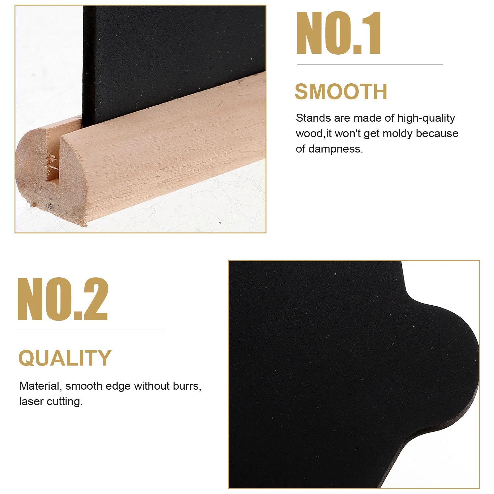 4Pcs Mini Wooden Blackboard Stand Two-Sided Chalk Board for DIY Table Numbers Signs Reminders Decorative Note Memo Holder