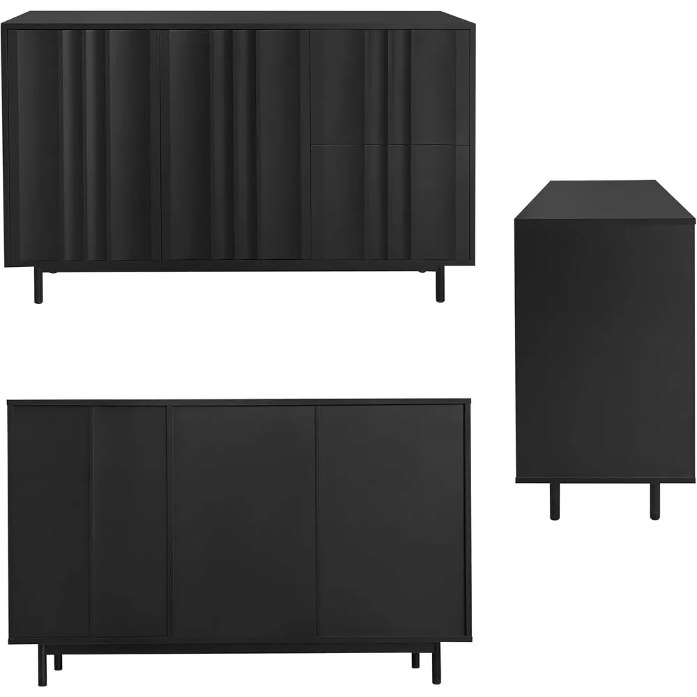 Modern Sideboard Storage Cabinet 47-Inch Credenza Dining Buffet Console Table Cabinet with Drawers & Adjustable Shelf