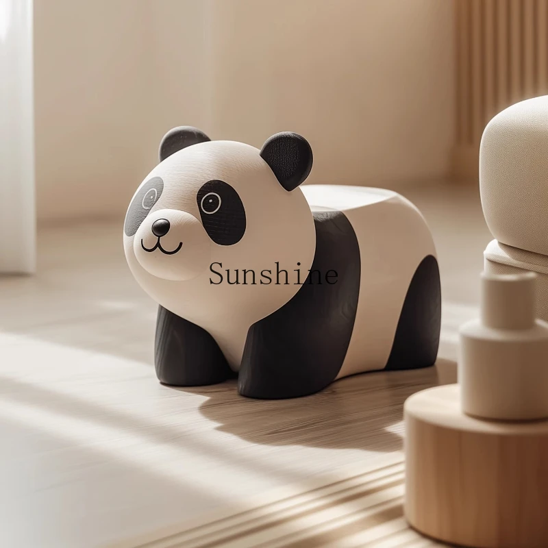 

All solid wood cute children's stool living room decoration home shoe change stool