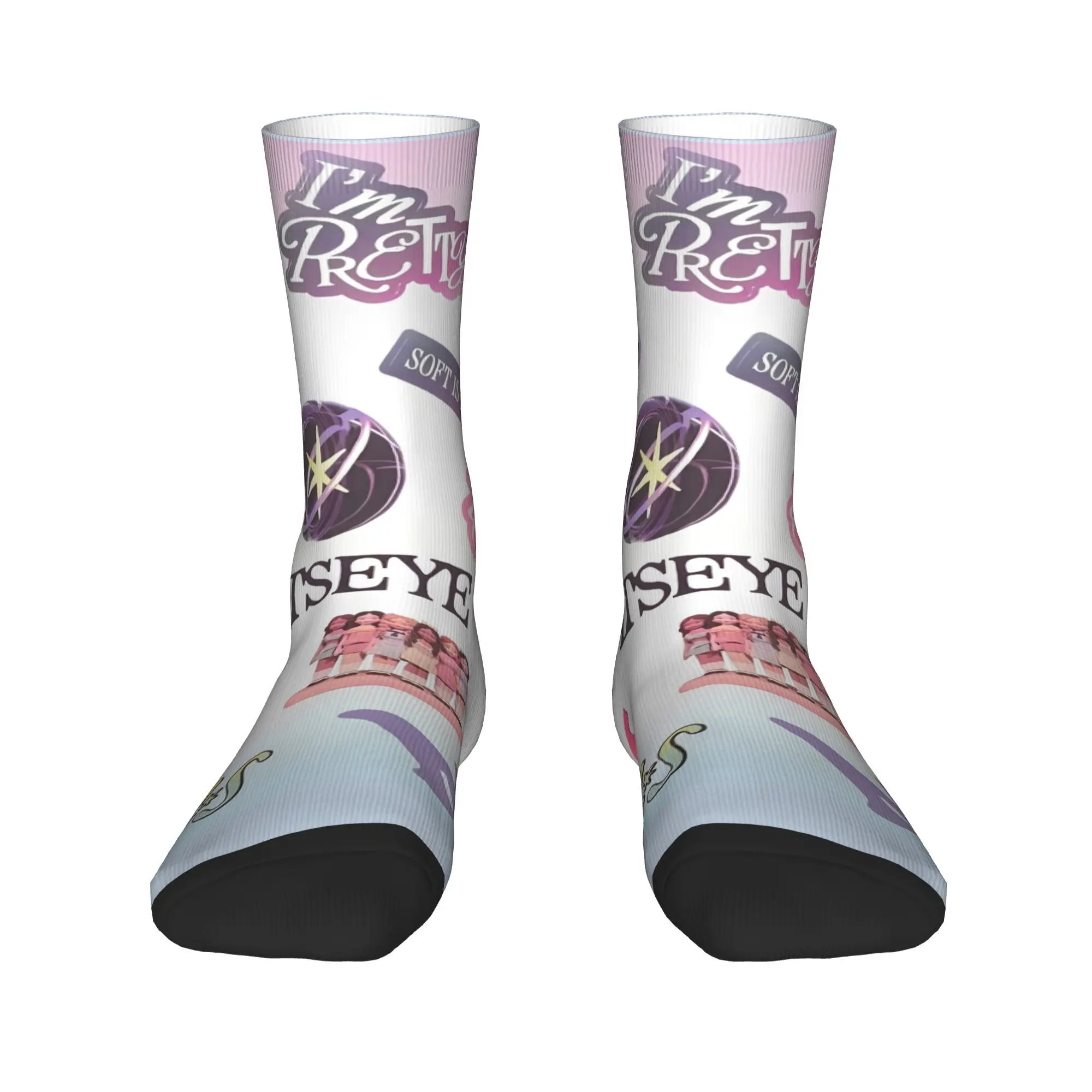 เกาหลีสไตล์ KATSEYE Gnarly ถุงน่องกราฟิก Gothic ถุงเท้าฤดูใบไม้ร่วงถุงเท้าป้องกันการลื่นไถลคู่ปีนเขาถุงเท้านุ่มปานกลาง