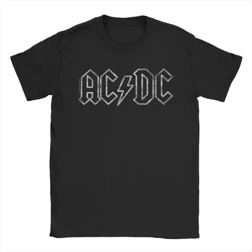 Camisetas con Logo Jagged de banda de música Rock AC-DC para hombre, camiseta Vintage 100% de algodón, camisetas de cuello redondo, ropa de manga corta de talla grande