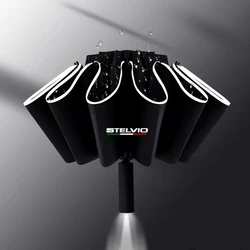 Fully Automatic UV Umbrella With LED Flashlight Reflective Stripe Reverse Umbrellas For Alfa Romeo Stelvio Car Accessories