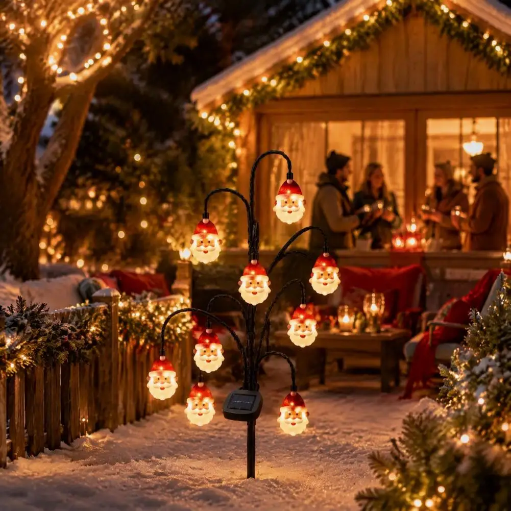 Weather Resistant Landscape Stakes Solar Christmas Tree Stake Lights Outdoor Waterproof Led Pathway Lamps Holiday Yard Garden