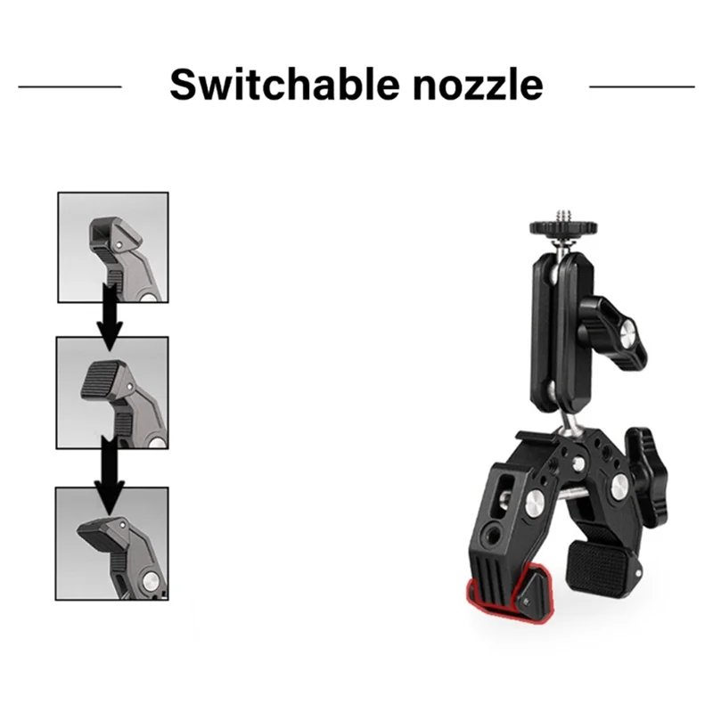 【ABUP】Rotating Two Ball Head Camera Clamp Adapter Cold Shoe Connection- C1FD Fits Action Cameras Smartphones