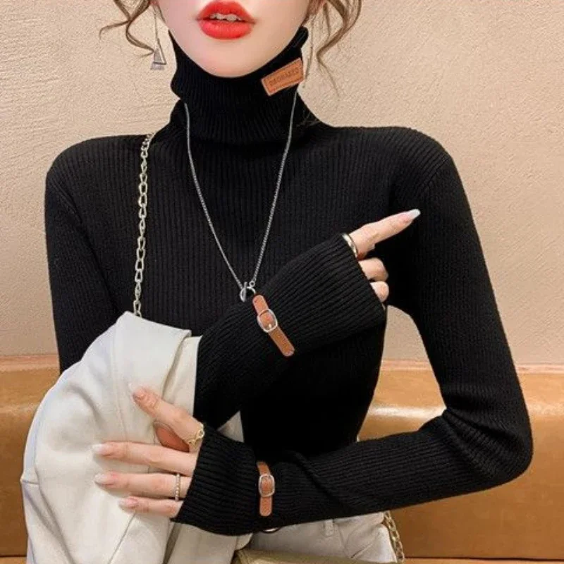 

Ladies Sweaters Gigh Neck Jerseys Pullovers Knitted Top for Women Turtleneck Black Sale Autumn Winter 2024 Cold Y2k Vintage 90s