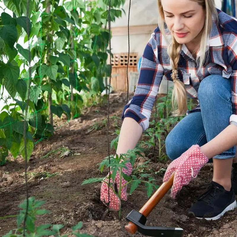 Garden Small Hoe With Wooden Handle Household Flower Hoe Gardening Hoe Outdoor Agricultural Tool Weeding loosening soil Tool