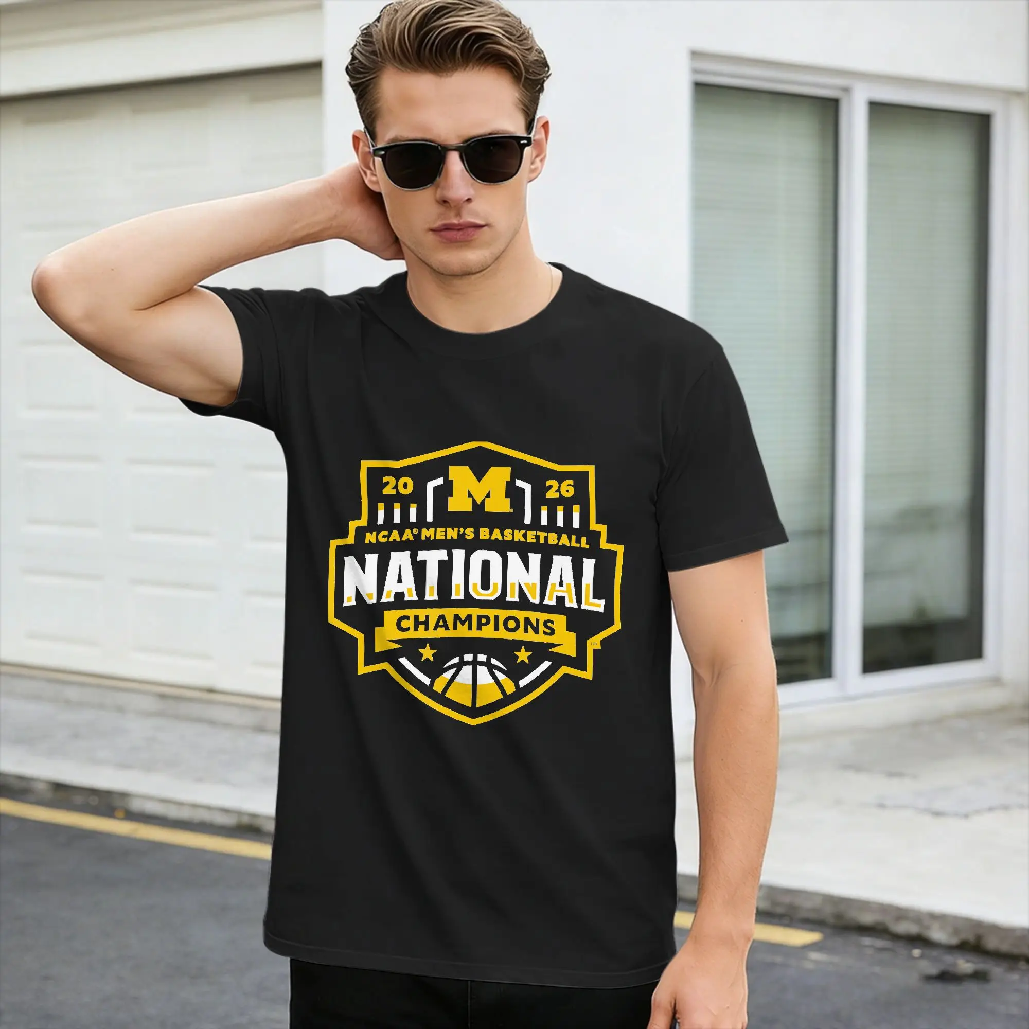 Michigan Wolverines National Champs 2026 T-Shirt  Harajuku T-Shirts Short Sleeve Y2K Funny Tops Cotton Plus Size 5XL Top Tees,