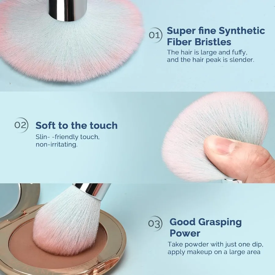 Pennelli per trucco 16 pezzi Pennello per trucco professionale con set di spugne per trucco Fondotinta sintetico premium Correttori per sopracciglia Kabuki Bl