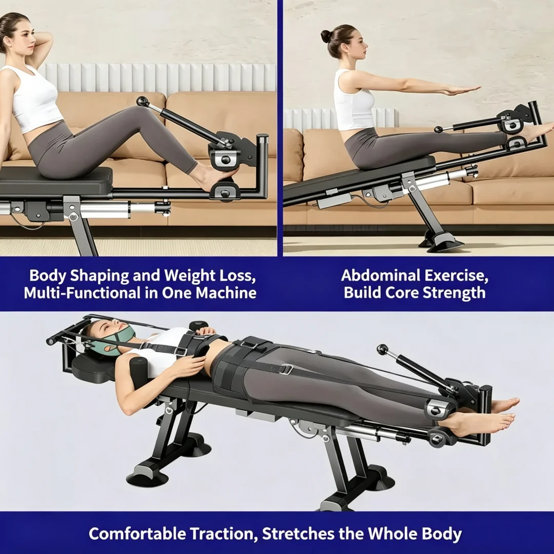 New Automatic Lumbar Traction Device Household Spinal Decompression Inversion Table Hospital‑Grade Back Pain Relief Stretcher