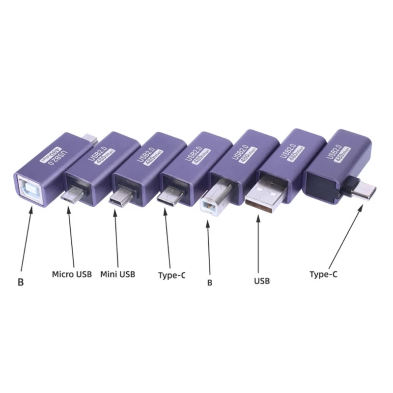 USB/USB B/Type C/Mini USB/Micro USB Male to USB B female Adapter Connectors USB C Data Transfer Adapter for Printers/Scanner