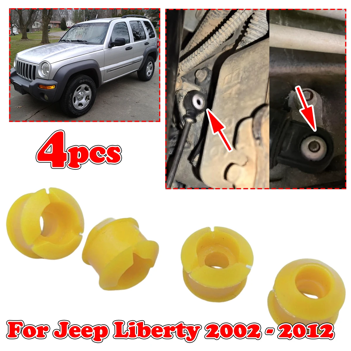 

4Pcs Shift Cable Bushing For Jeep Liberty 02-2012 Shifting Fix Gear Selector Change Lever Linkage End Pivot Grommet Trans Parts