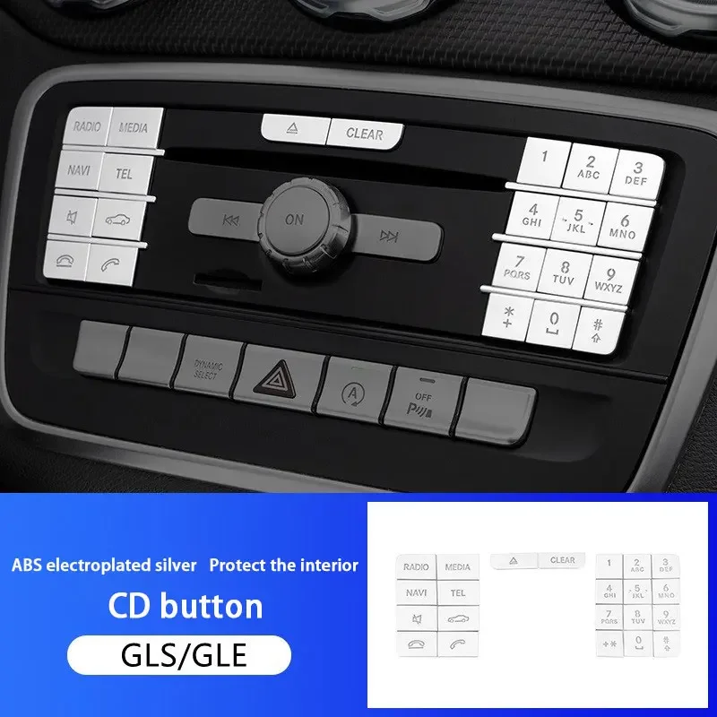 Car Decals Trim Sticker For Mercedes Benz GLE ML350 GL400 GLE300 GLS450 Central Control CD Air Conditioner Function Button Cover