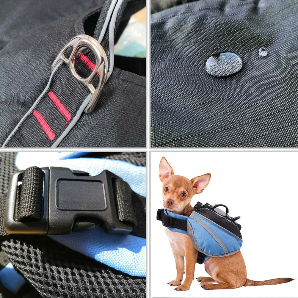 

Dog Backpack Waterproof Oxford Material Fluorescent Safety Pockets Camping Hiking Outdoor Pet Carrier Pack For Small Medium Dogs