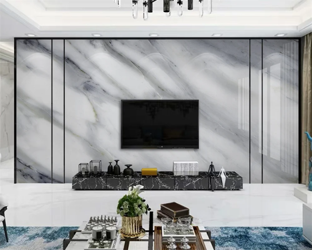 beibehang Customized modern atmosphere dark gray marble pattern jazz white large panel TV background wallpaper papier peint