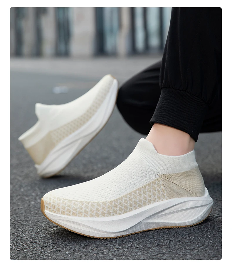 Unisex Real Boost Sneaker mit dicker Sohle, Stretch-Strick, atmungsaktiv, Übergrößen, stoßdämpfend, Sportschuhe, Laufschuhe für Damen und Herren – Detail 13