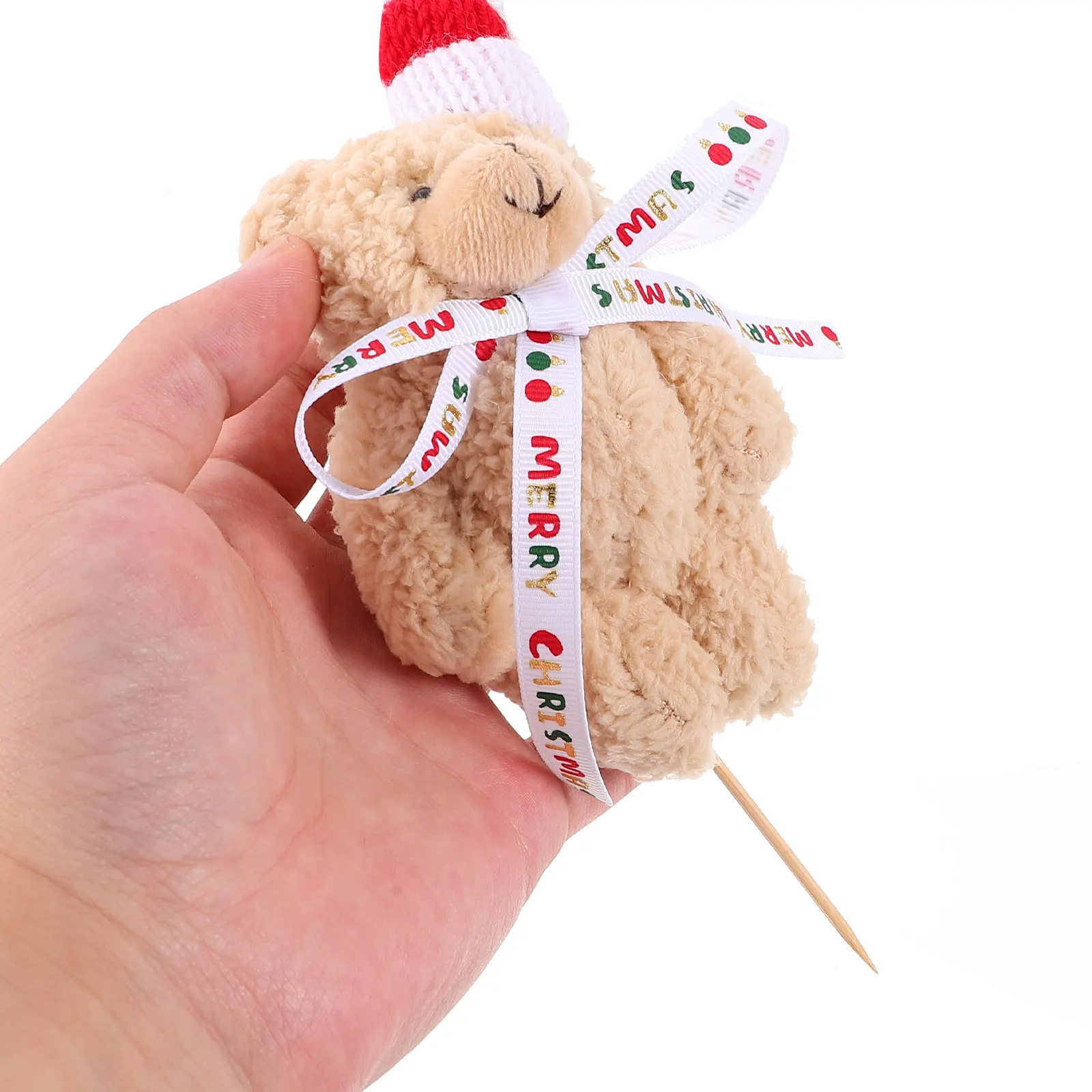 

4pcs Christmas Bear Stuffed Animal Decoration Red White Ribbon Pendant Creative Ornament Bulk Bears Party Favors Gifts