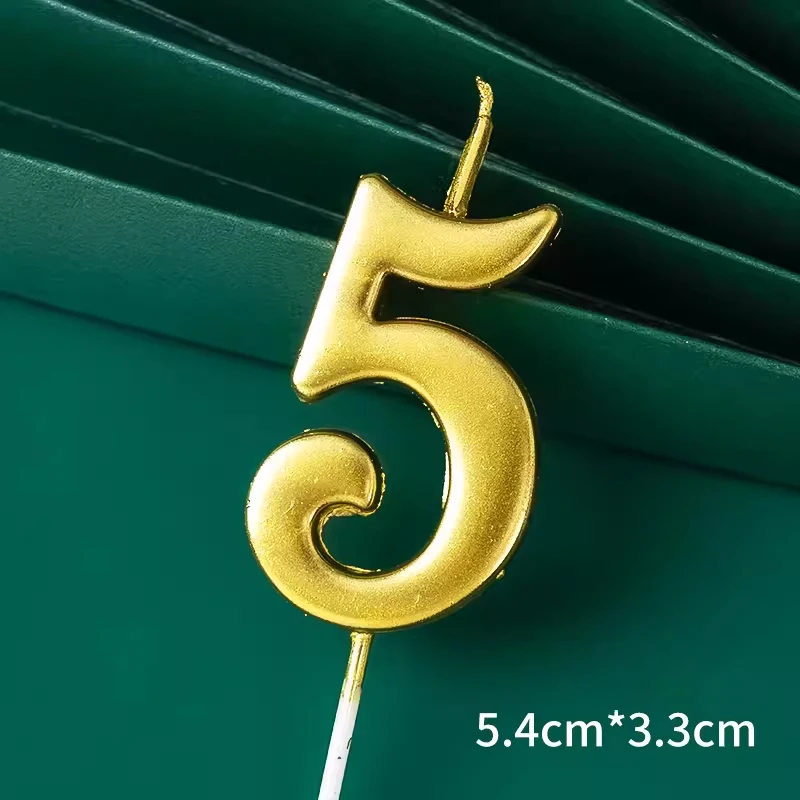 Curve Gouden Cijfers 0-9 Gelukkige Verjaardagstaartkaarsen Creatieve Decoraties Voor Kinderen Eerste Verjaardag Nummerkaarsen