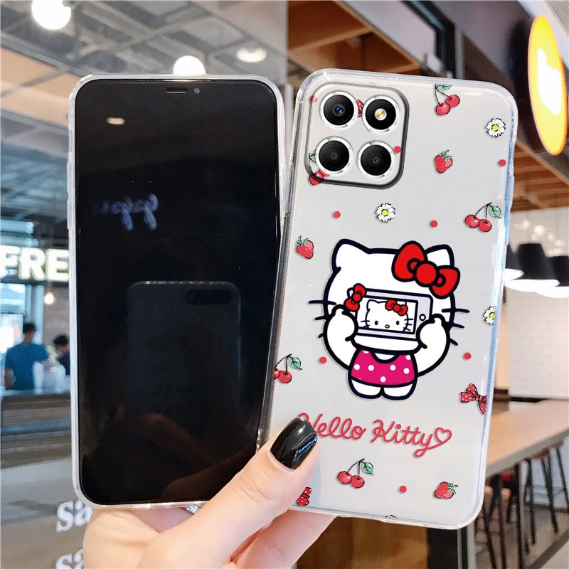 Cute Couple Kuromi Kitty Cinnamoroll Phone Case For Honor X8 X8a X8b X6 X6S X6a X6b X5b 5G X8 4G Transparent Clear Back Cover