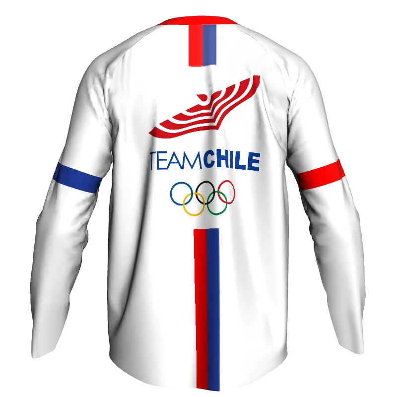 Chile Cycling Jersey Pro Long Sleeve Motocross Shirt Bike Road MTB Wear Downhill Racer Outdoor Sport White Top Style Male Design