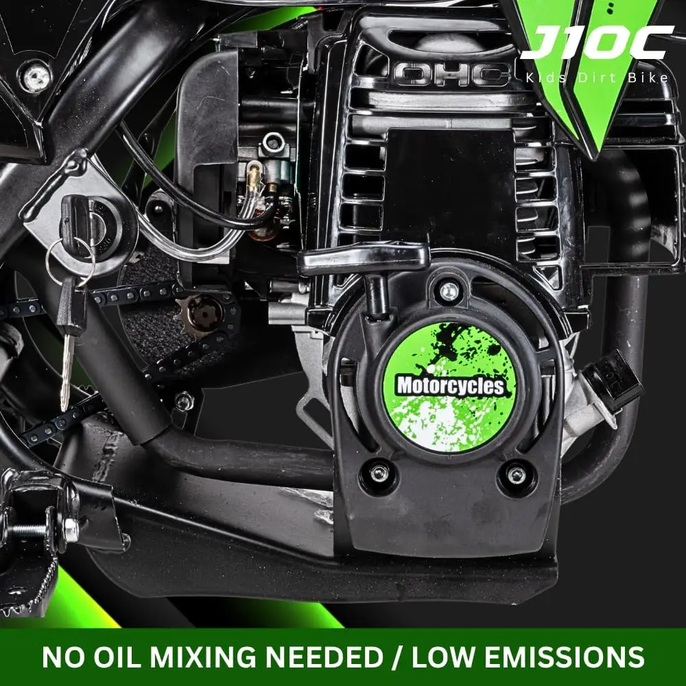 Mini motocykl crossowy dla dzieci, 40 cm3, benzynowy, 4-suwowy pit bike, podwójne hamulce tarczowe i zawieszenie, opony terenowe 10 cali, bezpieczna osłona łańcucha, Pure G