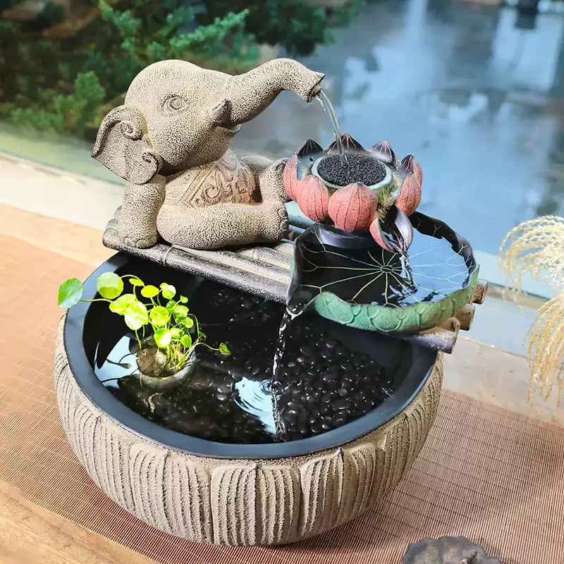 Mini Recirculating Water Fountain Oriental Style Indoor Landscape Decor For Home Office