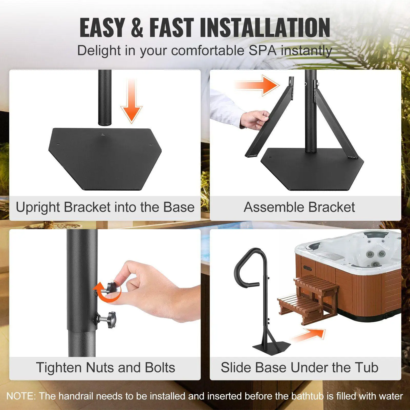 درابزين سبا من الألومنيوم الفاخر بسعة 600 رطل، 360 درجة °   آلية الدوران بارتفاع 48-63 بوصة قابل للتخصيص