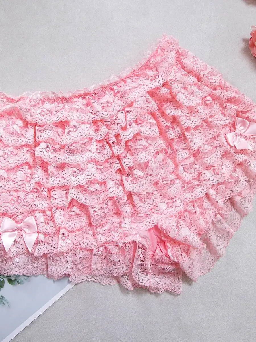 Rosa multi-camada bolo saia bodysuits com halter pescoço gravata apertado transparente rosa bodysuits conjuntos de duas peças encantador ds5d